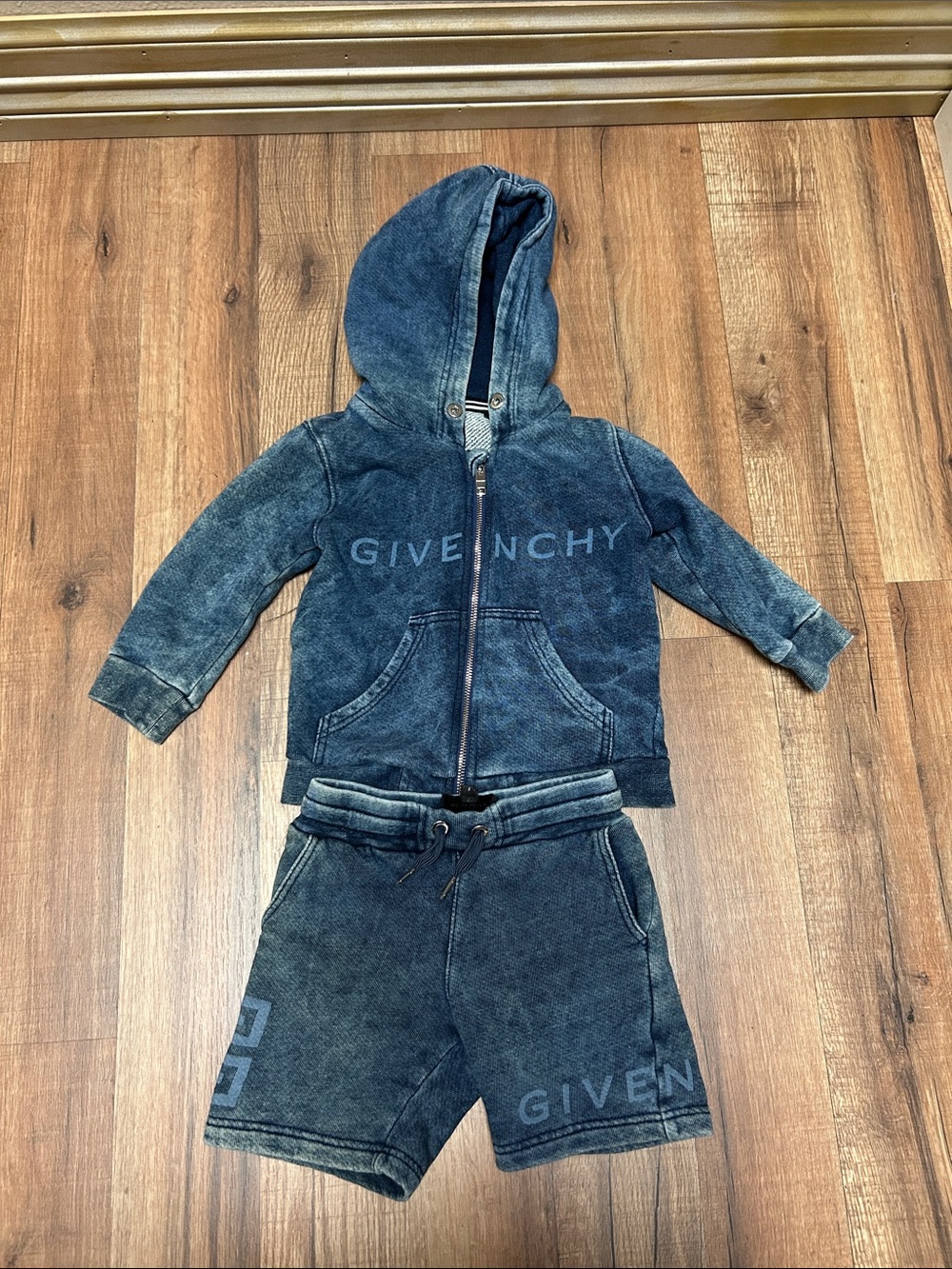 Givenchy Indigo Wash Kids Hoodie & Shorts Set